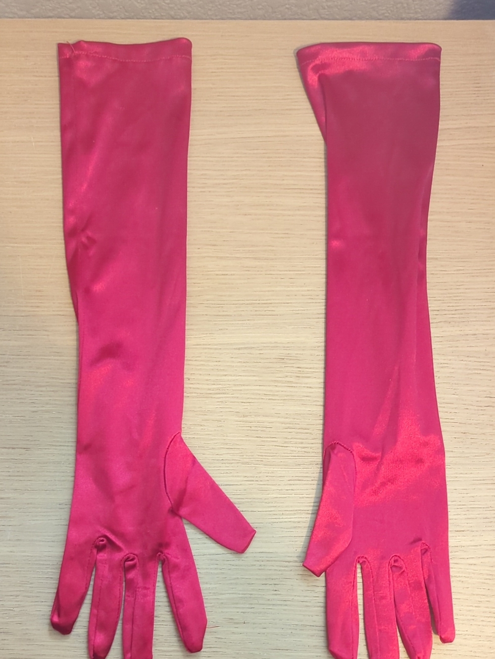 Long Red Satin Opera Gloves